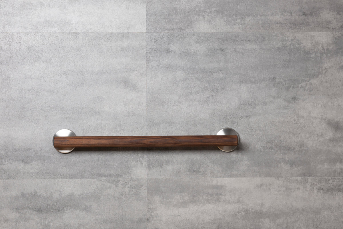 Haltegriff ohne Bohren aus Holz – Design Haltegriff Dusche, Bad, Toilette, mit Klebesystem bis 130 kg belastbar, natürliche Optik