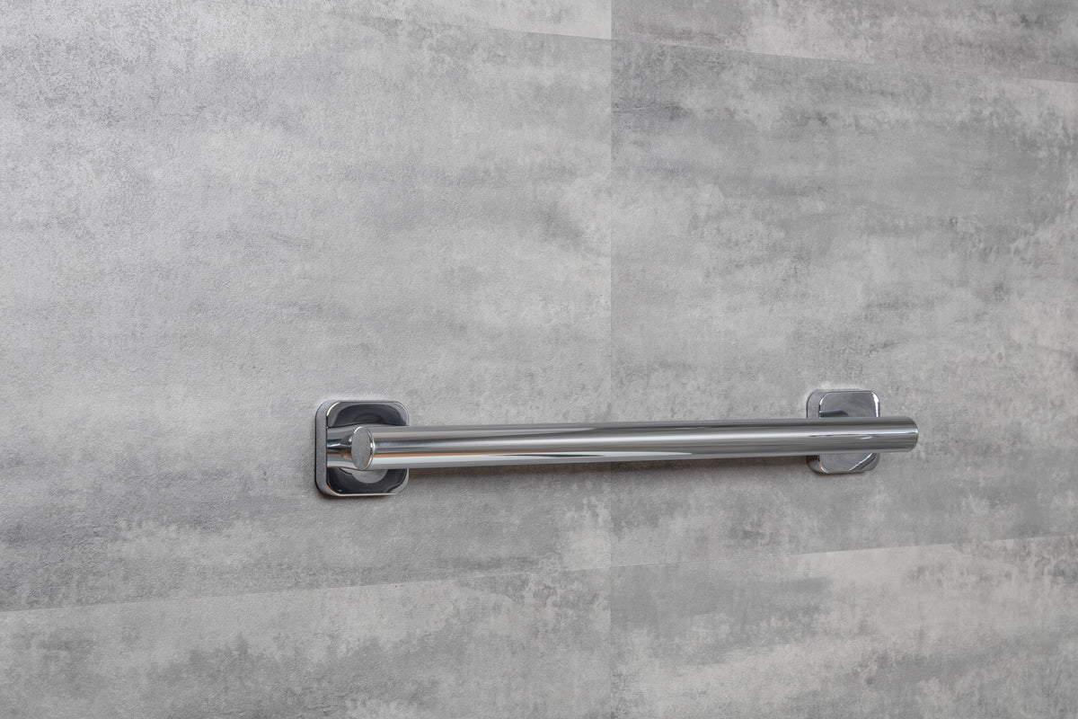 Chrom Haltegriff ohne Bohren – Premium Haltegriff Dusche, Bad, Toilette mit Klebemontage bis 130 kg, elegante Badlösung