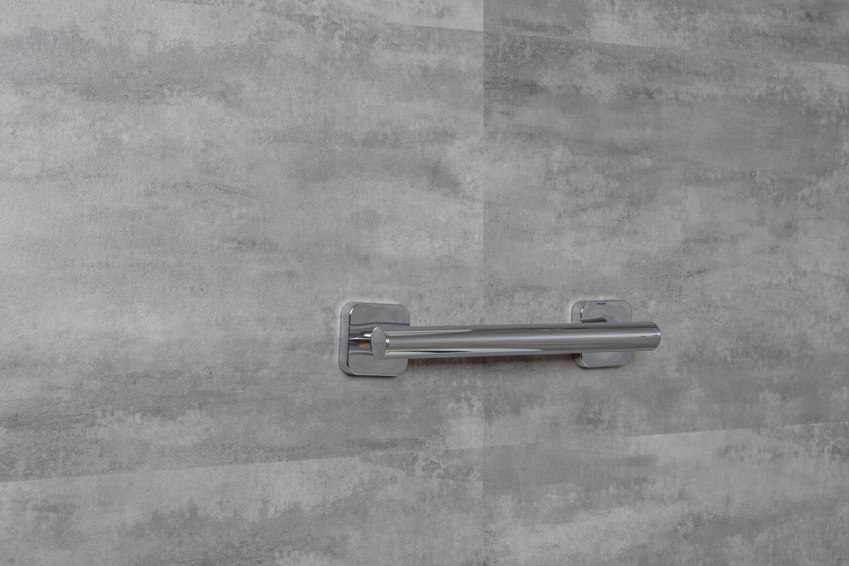 Chrom Haltegriff ohne Bohren – Premium Haltegriff Dusche, Bad, Toilette mit Klebemontage bis 130 kg, elegante Badlösung