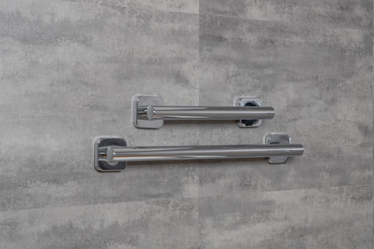 Chrom Haltegriff ohne Bohren – Premium Haltegriff Dusche, Bad, Toilette mit Klebemontage bis 130 kg, elegante Badlösung